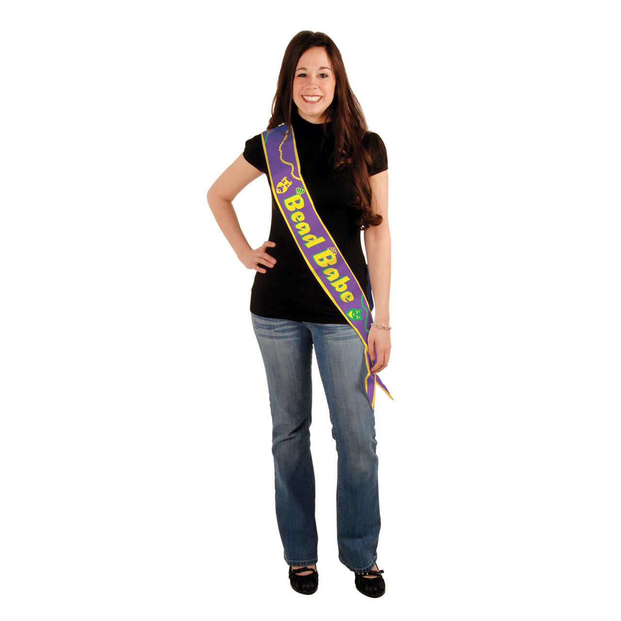 Beistle Mardi Gras Bead Babe Satin Sash