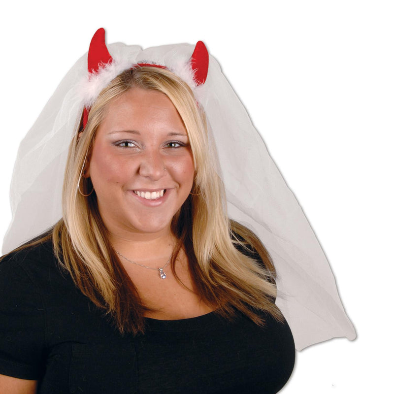 Beistle Bachelorette Party Devil Horns Headband with Veil