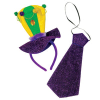 Beistle Mardi Gras Headband & Necktie Set