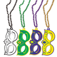 Beistle Mardi Gras Masks with Bead Necklaces (4/Pkg)