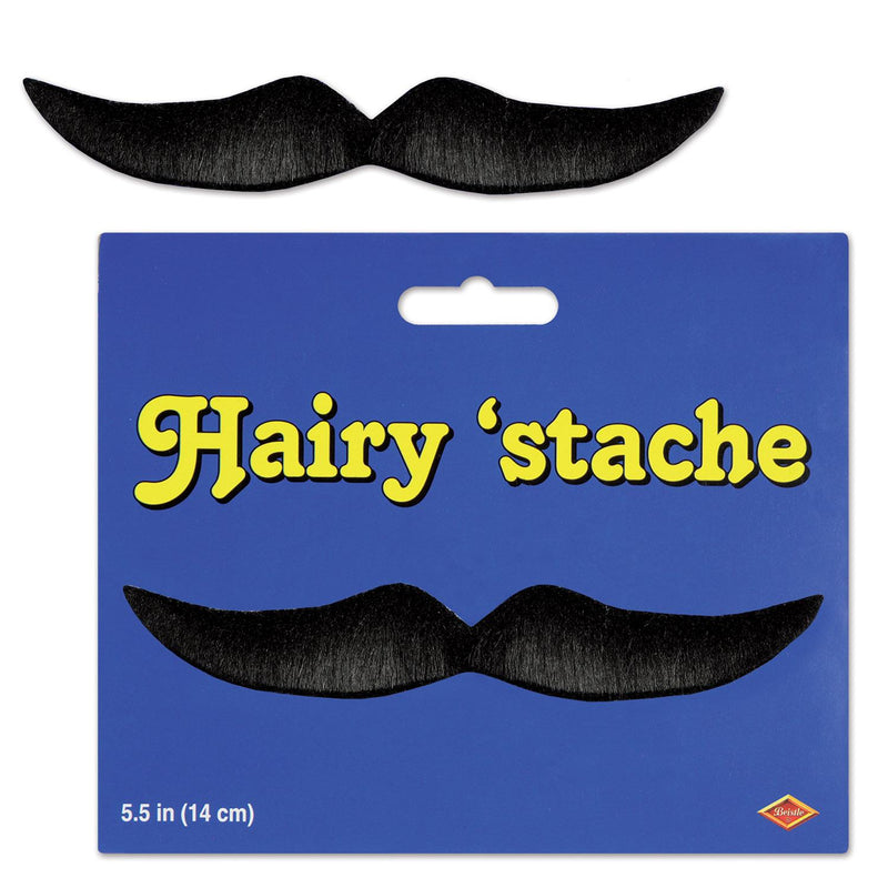 Beistle Halloween Hairy 'stache - black - self-adhesive