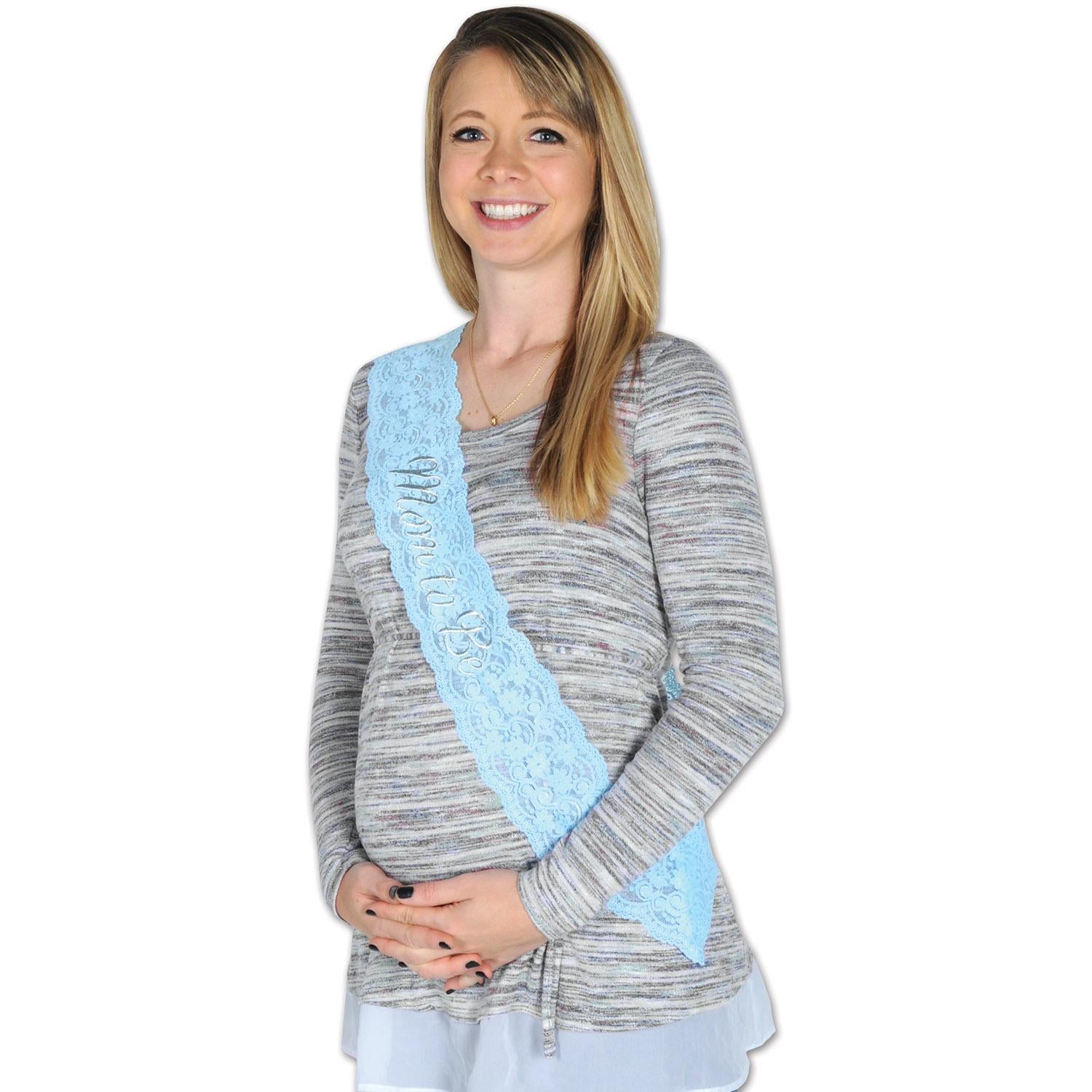 Beistle Mom To Be Lace Sash - Light blue