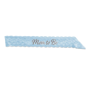 Beistle Mom To Be Lace Sash - Light blue