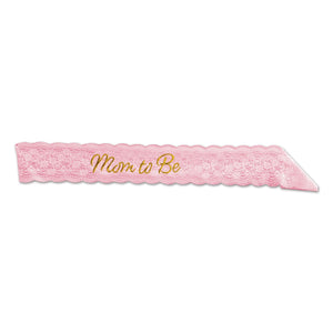 Beistle Mom To Be Lace Sash - pink