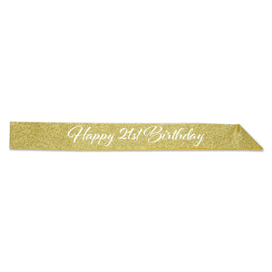 Beistle Happy 21st Birthday Party Glittered Sash