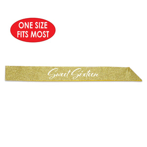 Bulk Sweet Sixteen Glittered Sash (Case of 6) by Beistle