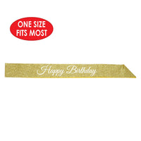 Bulk Happy Birthday Glittered Sash (Case of 6) by Beistle