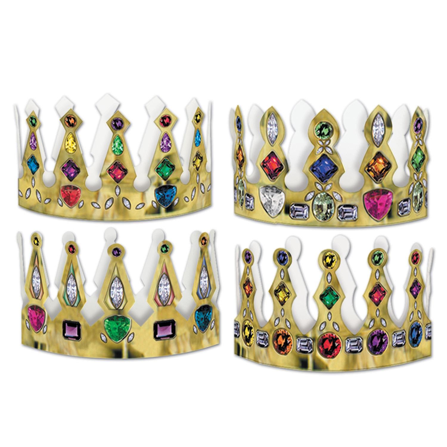 Beistle Mardi Gras Printed Jeweled Crowns