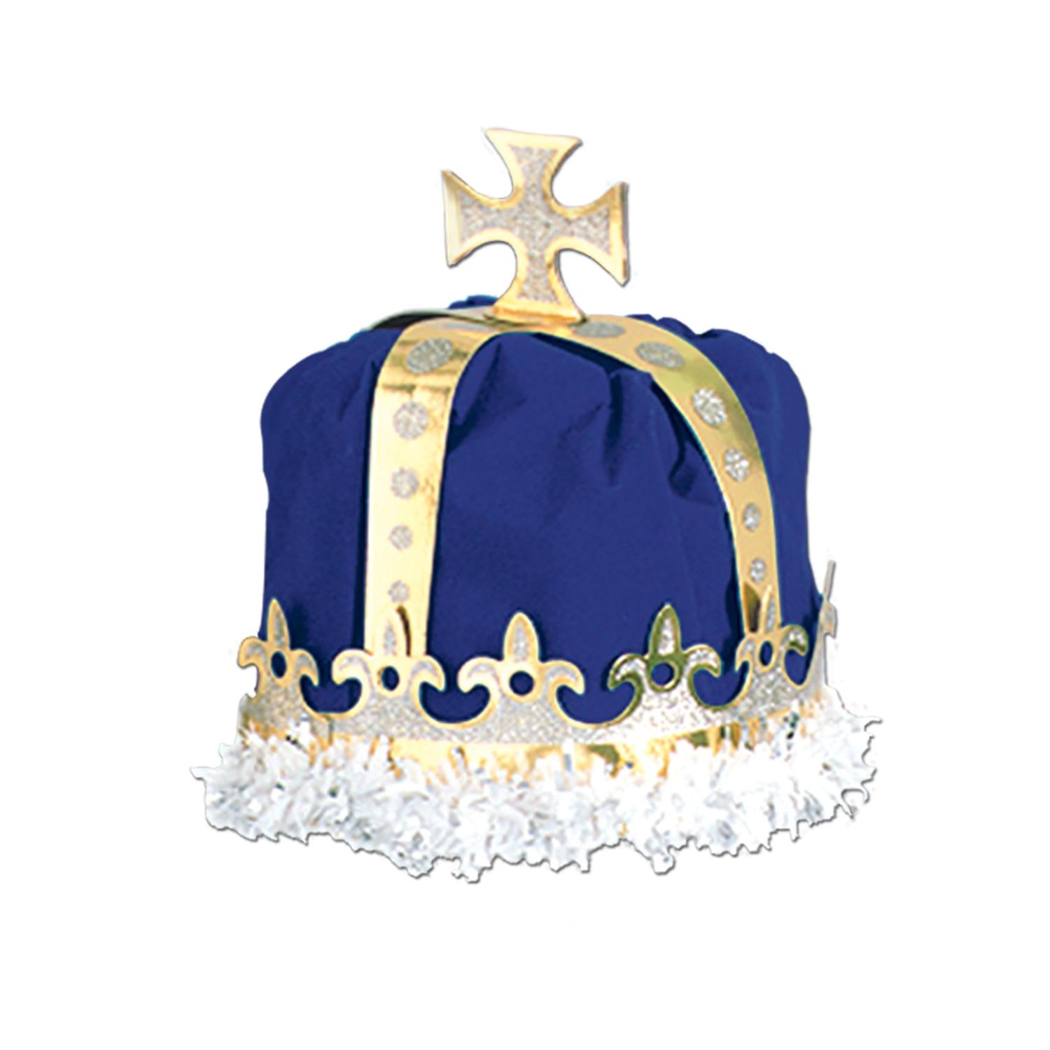 Beistle Royal King's Crown - blue - velvet-textured