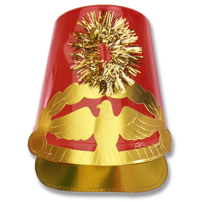 Beistle Christmas Plastic Drum Major Hat red