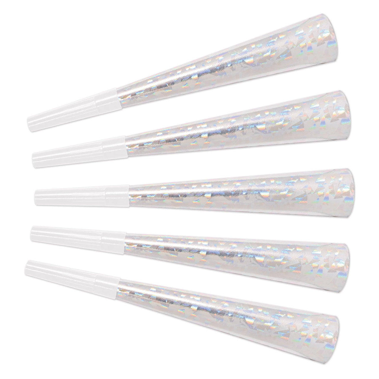 Beistle Prismatic New Years Party Horns silver