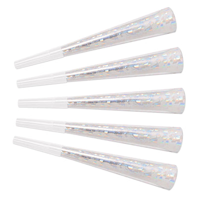Beistle Prismatic New Years Party Horns silver