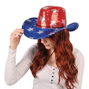 Beistle Sequined Patriotic Cowboy Hat