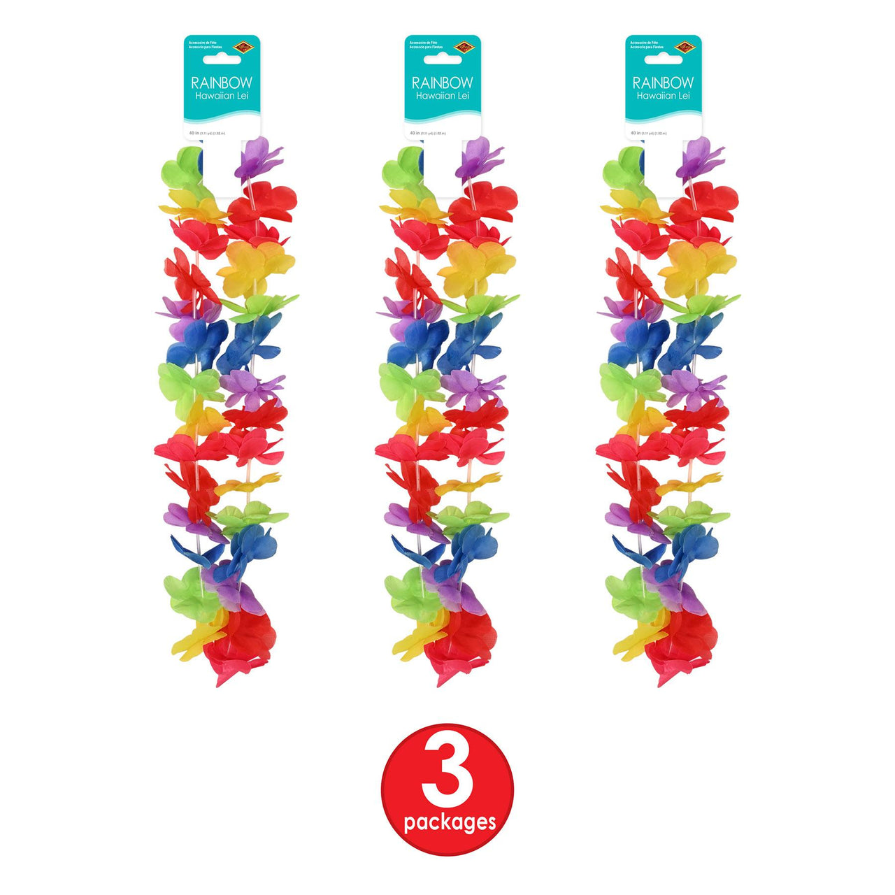 Bulk Rainbow Hawaiian Lei (12 Pkgs Per Case) by Beistle
