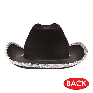 Bulk Black Felt Cowgirl Hat with Gemstones (6 Per Case) by Beistle