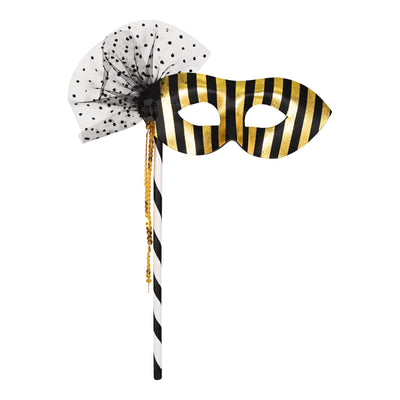 Party Mask with Stick - Mardi Gras Stick Mask