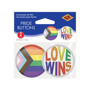 Beistle Pride Buttons - Rainbow Decor - 2 Inch
