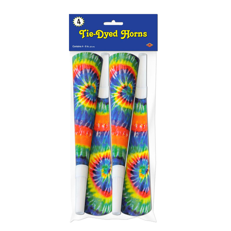 Beistle Packaged Tie-Dyed Horns (4/Pkg)