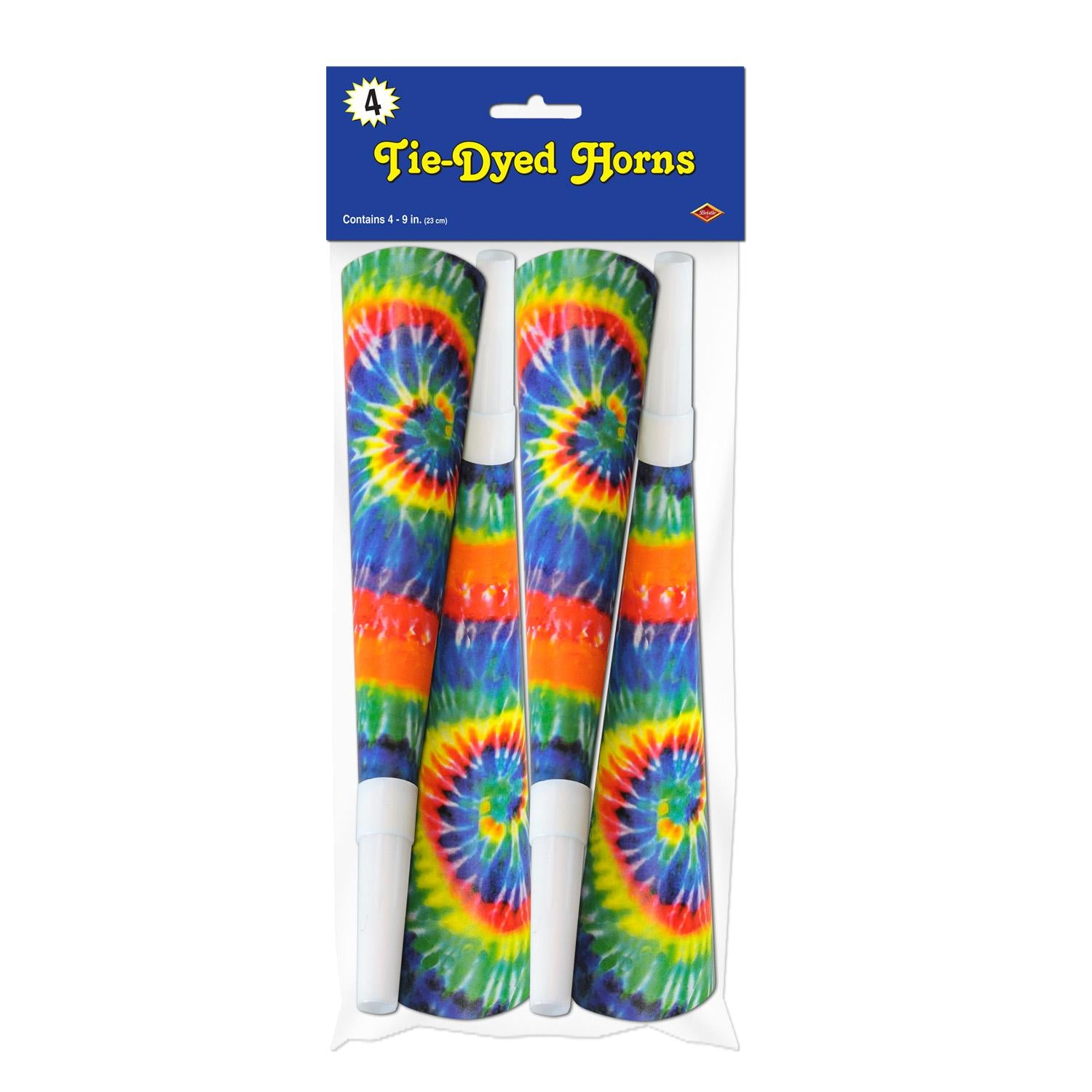 Beistle Packaged Tie-Dyed Horns (4/Pkg)