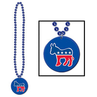 Beistle Bead Necklaces with Democratic Party Medallion