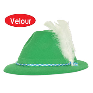 Oktoberfest Party Supplies - Green Velour Tyrolean Hat