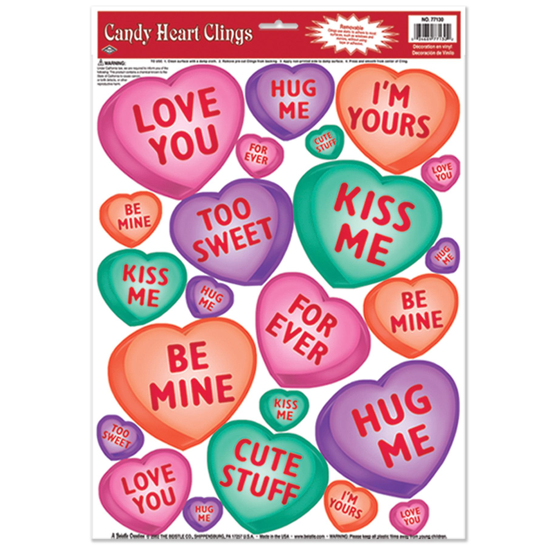 Beistle Valentine's Day Candy Heart Clings (23/Sheet)