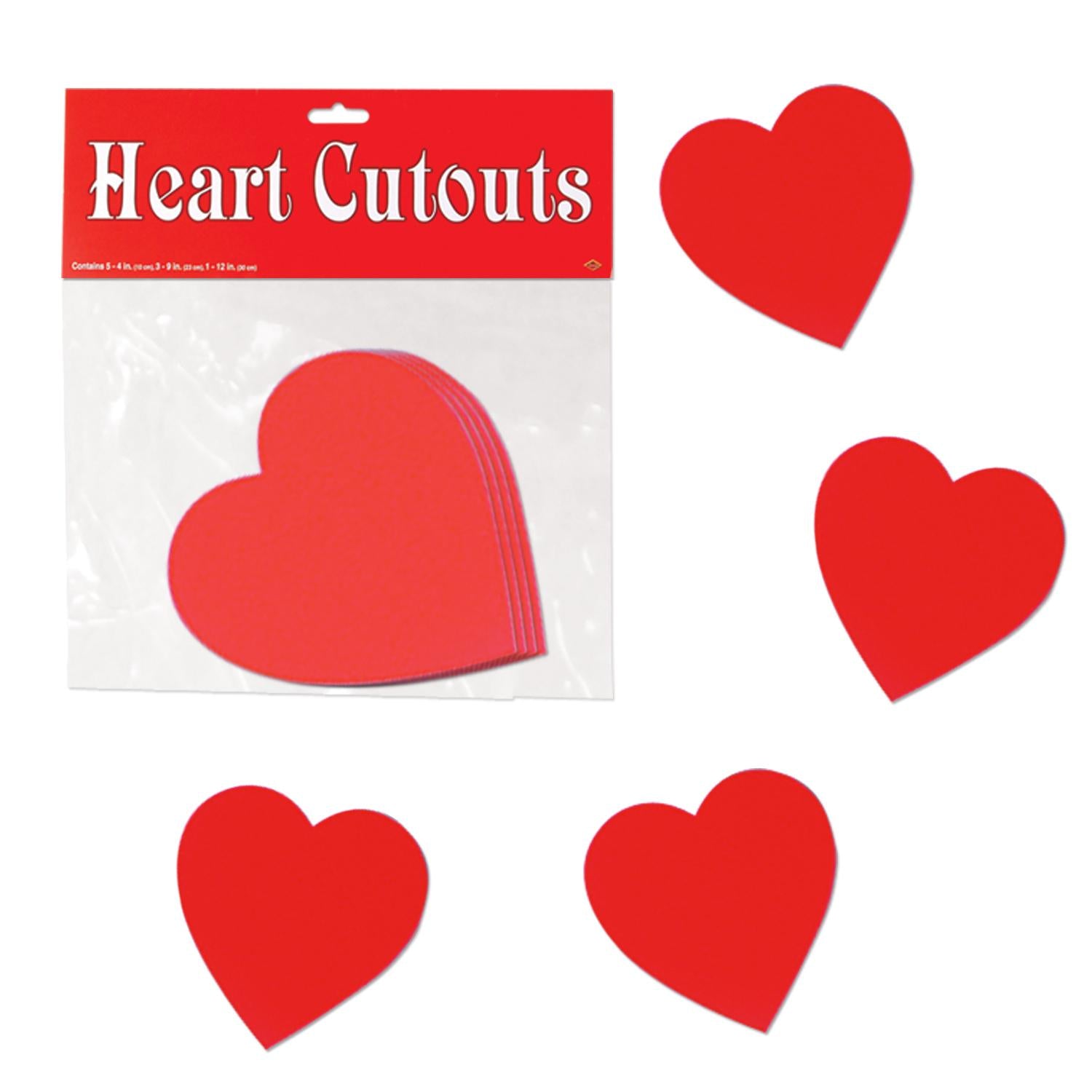 9 x Red Heart Cutout Decorations, Valentine's Day Party Decorations