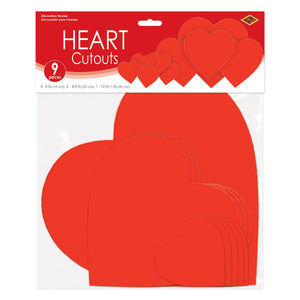 Valentine's Day Packaged Printed Heart Cutouts (9/Package)