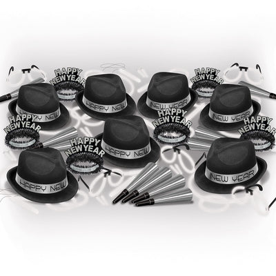 Beistle Silver Glow New Year's Eve Party Kit for 50 People