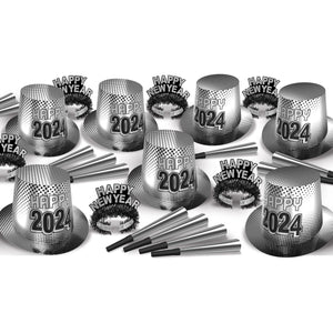 Beistle New Year 2024 Silver Party Assortment for 50