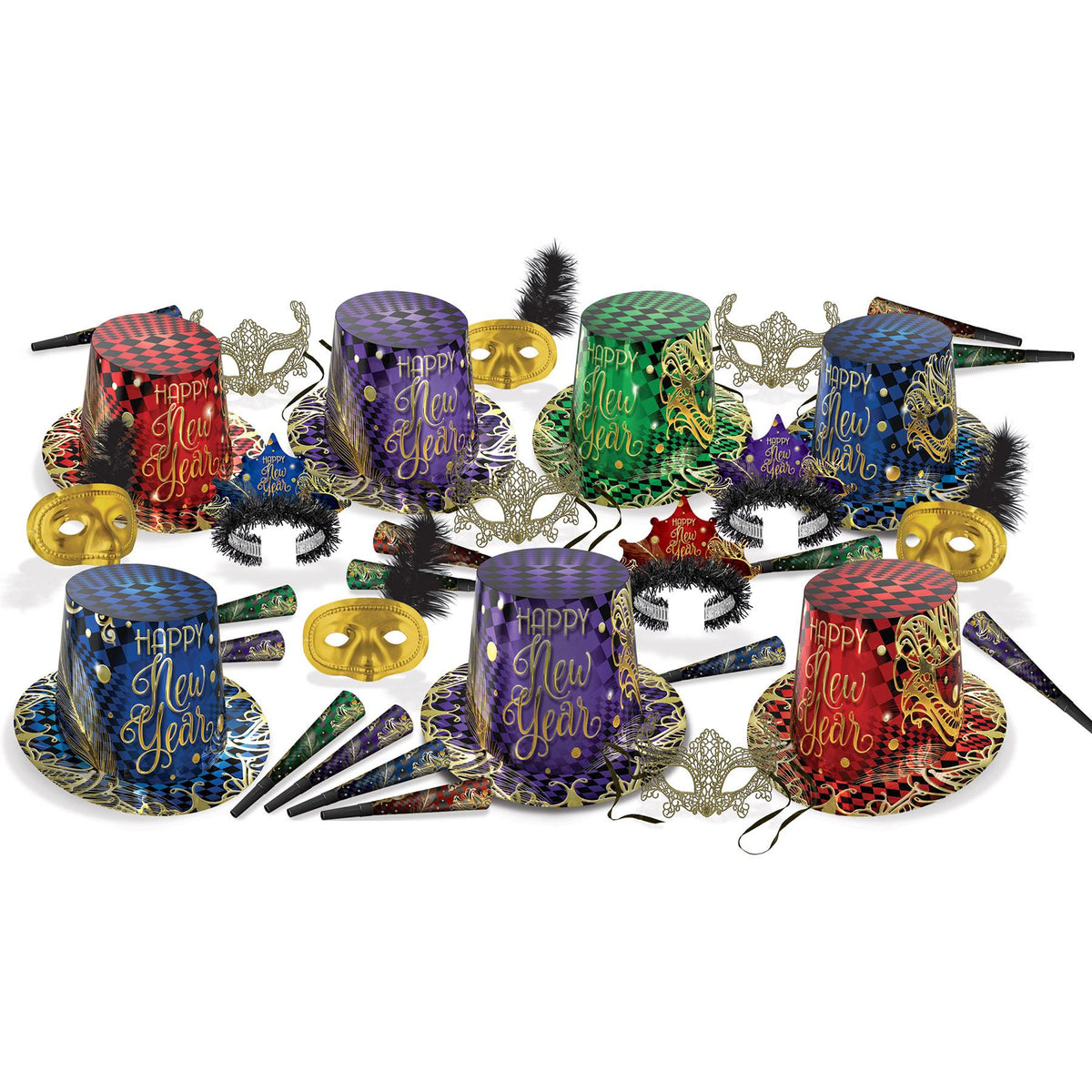 New Year's Eve Midnight Masquerade Party Assortment for 50 | Beistle ...