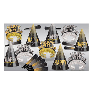 New Year's Eve Silver & Gold Midnight Burst Party Assortment for 10