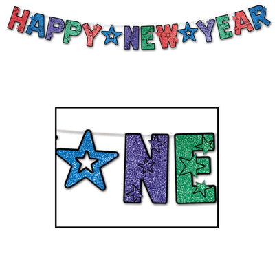 Beistle Glittered Happy New Year Streamer - multi-color