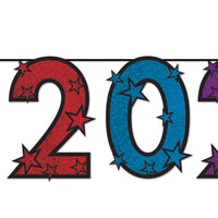 Beistle 2026 Streamer multi-color; glitter print - 15 Inch New Years Multi-Color Streamer