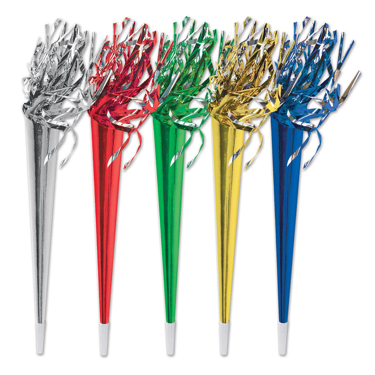 New Year's Eve Tasseled Trumpet Noisemakers assorted colors (25/Case)