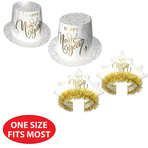 Beistle White New Year Gold assorted for 50