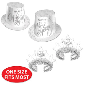Beistle White New Year Silver assorted for 50
