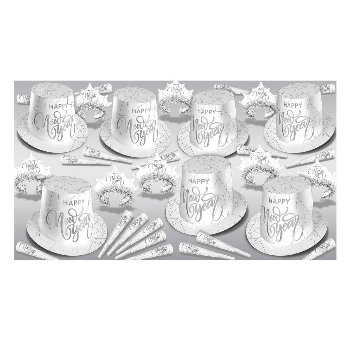 White New Year Silver Party Assortment for 50 | Beistle – Bulk Party ...