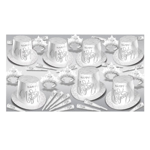 Beistle White New Year Silver Party Assortment for 50