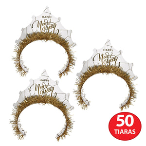 Beistle White New Year Gold Tiara (50 per Box)