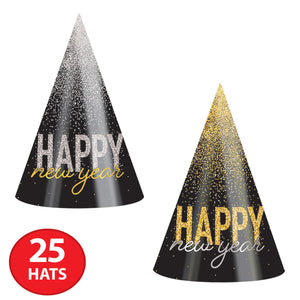 Beistle Silver & Gold Midnight Burst Cone Hats (25 per Box)