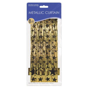Gold with Black Star 1-Ply Fire Resistant Gleam 'N Curtain