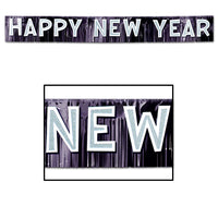 Beistle Metallic Happy New Year Banner- Black and Silver