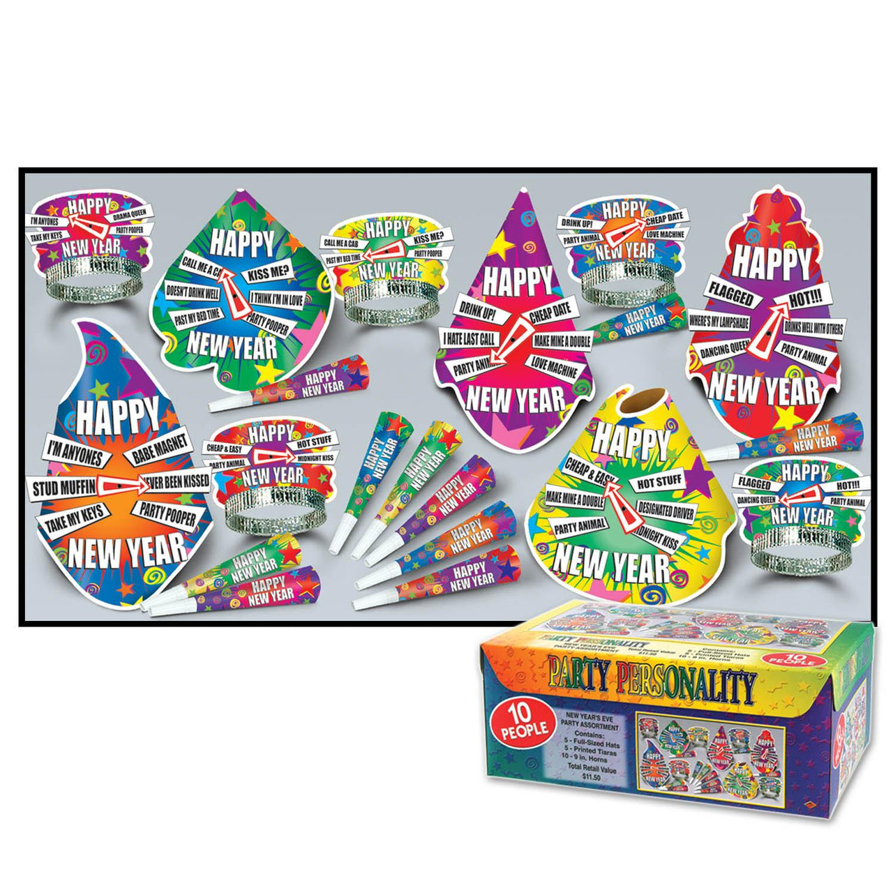 Beistle New Year's Eve Party Personality Party Kit for 10