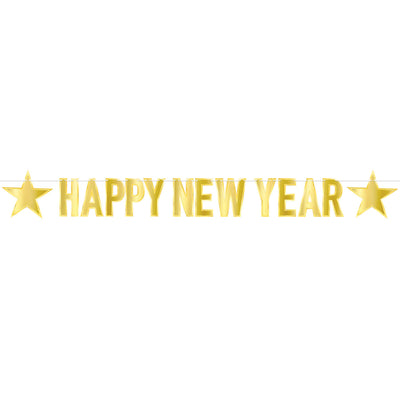 Beistle Foil Happy New Year Streamer Gold