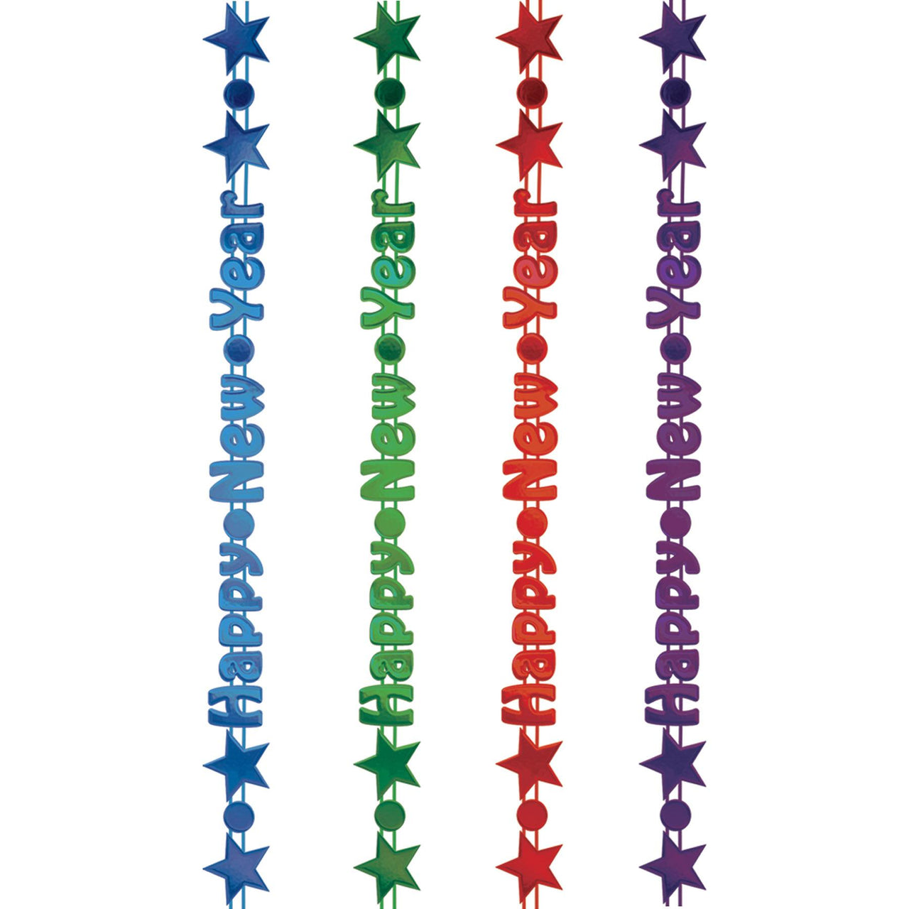 Happy New Year Bead Necklaces- Assorted Colors