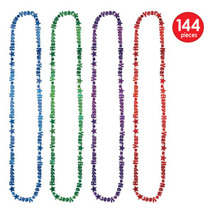 Happy New Year Bead Necklaces- Assorted Colors