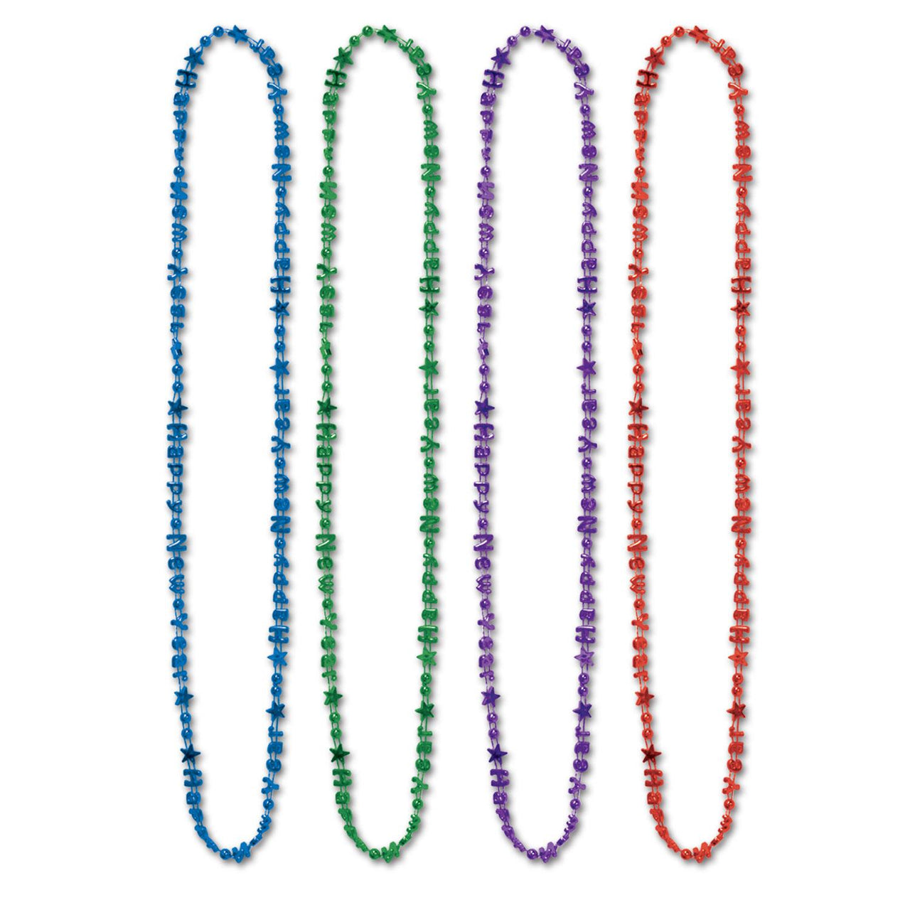Beistle Bulk Happy New Year Bead Necklaces- Assorted Colors