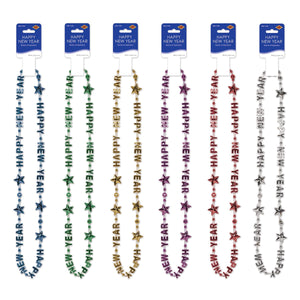 Happy New Year Bead Necklaces- Multicolor