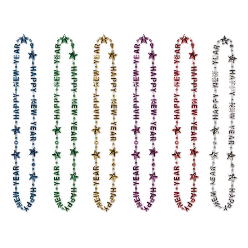 Beistle Happy New Year Bead Necklaces- Multicolor
